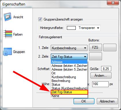 Auswahl 2. Zeile Zeit Status
