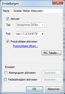 Serielle Melder über Netzwerk