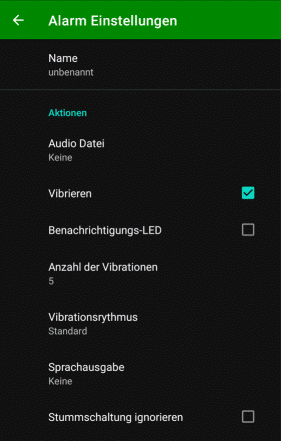 Alarmeinstellungen